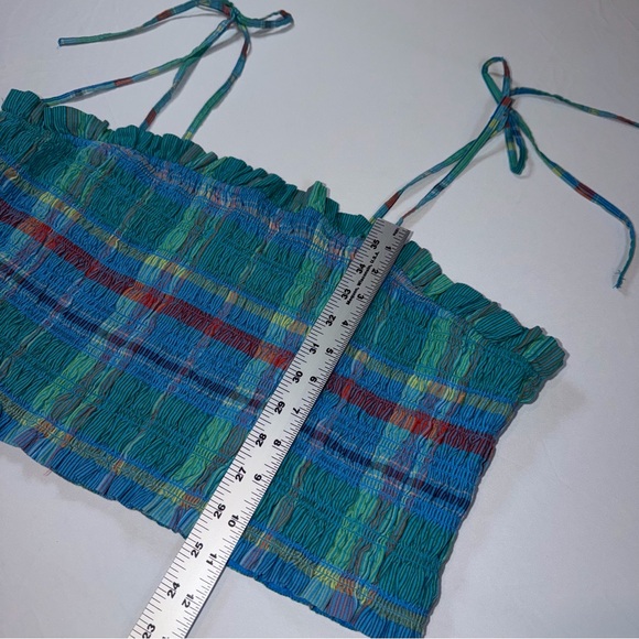 Free Assembly Women's Smocked Cropped Cotton Cami Top Tie Straps XL (16-18) - Picture 3 of 9